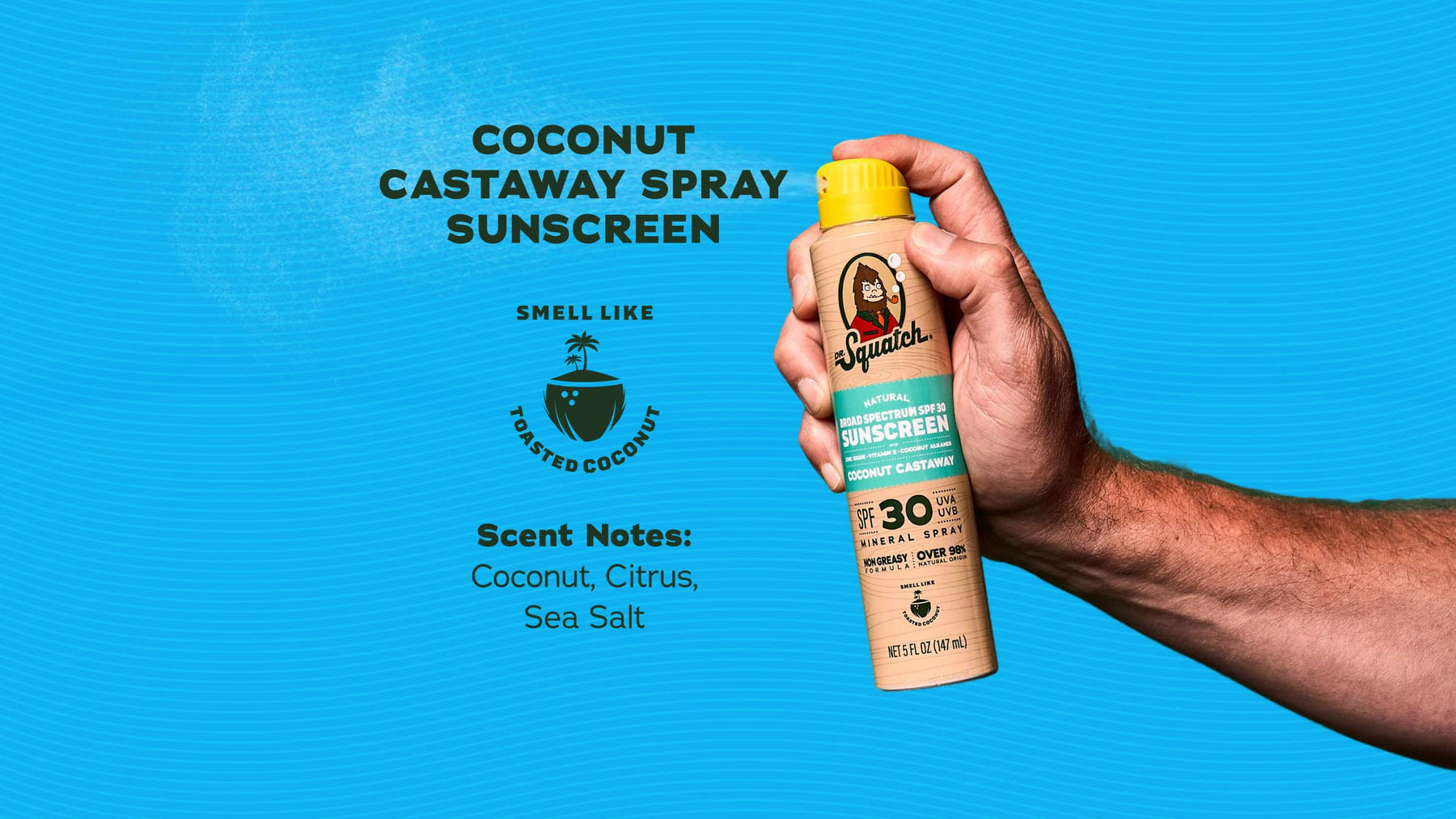 Dr. Squatch Spray Sunscreen | SPF 30 UVA/UVB Protection | Non-Greasy Mineral Sunscreen for Men - Trail Blend